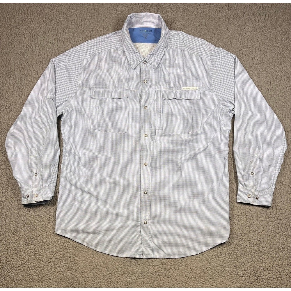 ExOfficio Insect Shield Long Sleeve Button Up Shirt Mens 2XL Plaid Outdoor